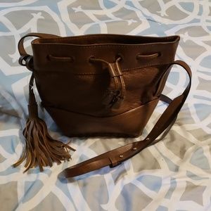 Brown Leather Bucket Bag